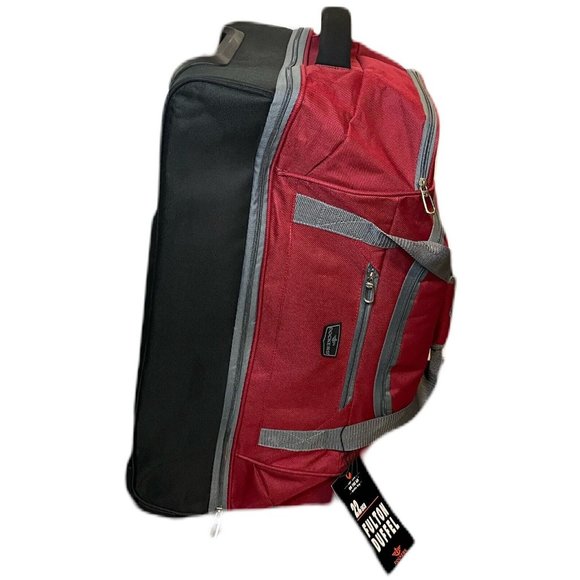 DOCKERS Red Rolling Duffel Bag - 22inch 5 Pocket Fulton Duffel X-Large - Picture 5 of 6